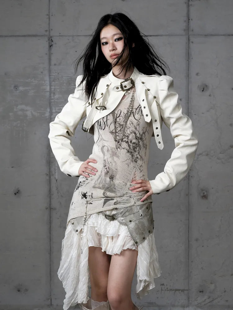 Stand Collar Ultra-Short Leather Jacket【s0000013950】