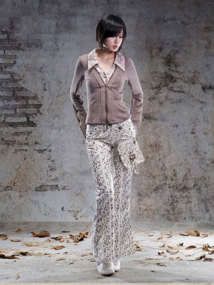 Straight-Leg Flared Low-Rise Pants【s0000014487】