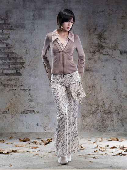 Straight-Leg Flared Low-Rise Pants【s0000014487】