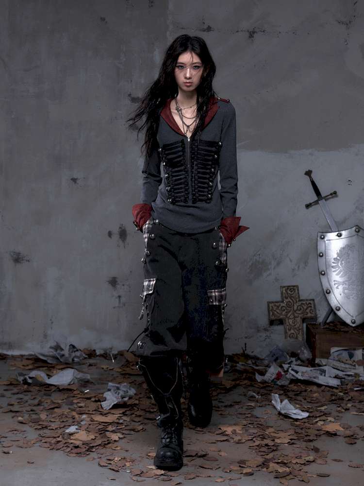 Vintage Punk Knight Slim Fit Shirt【s0000014652】