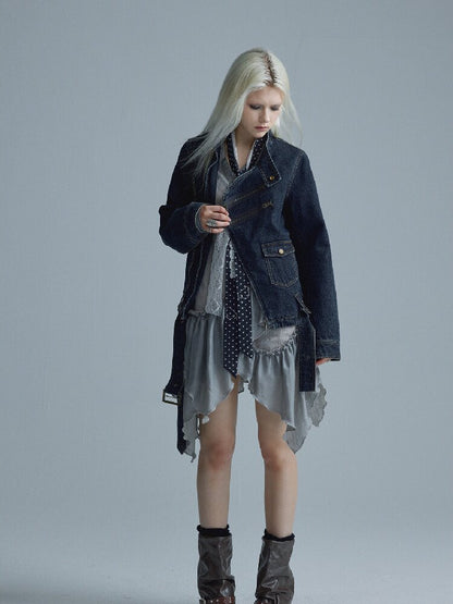 Distressed Texture Denim Jacket Top【s0000018545】