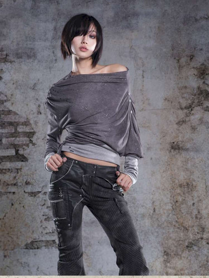 Off-the-shoulder knit top【s0000014488】
