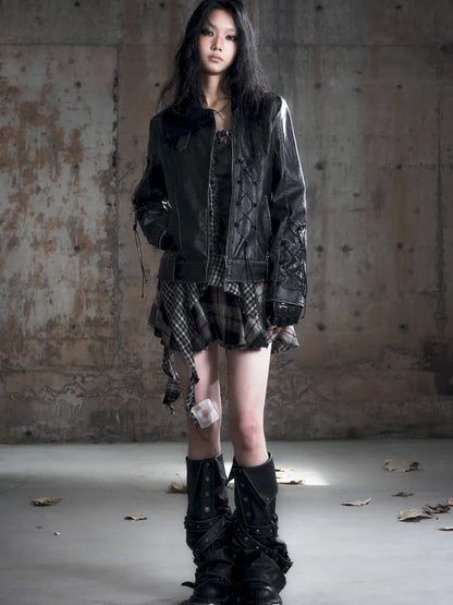 Faded Button Leather Leg Covers【s0000013963】