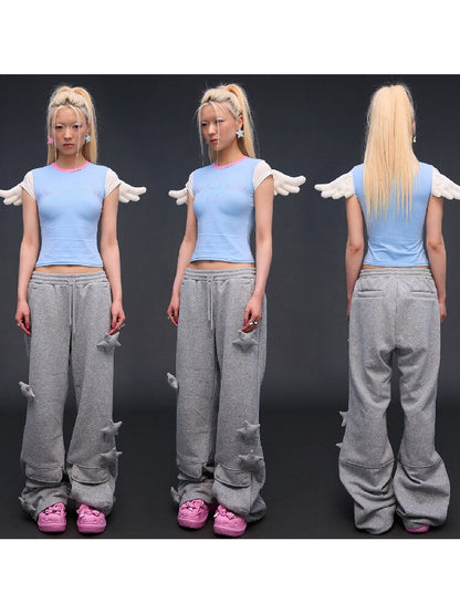 Rhinestone Angel Wing T Shirt【s0000017290】