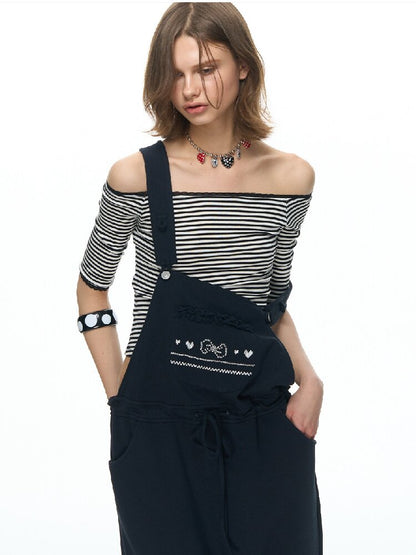 One Shoulder Striped Lace Bolero【s0000015884】