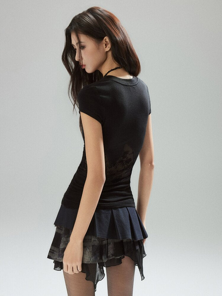 Two-Color Panelled Lyocell Top【s0000015596】