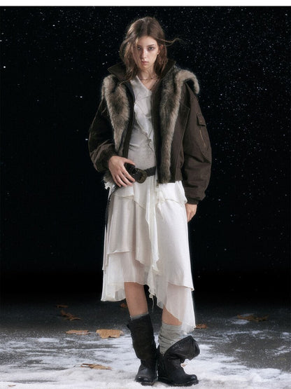 Smudged Print Ruffled Panel Dress【s0000015551】