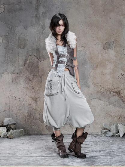 Cropped Wide-Leg Pocket Skirt【s0000014137】