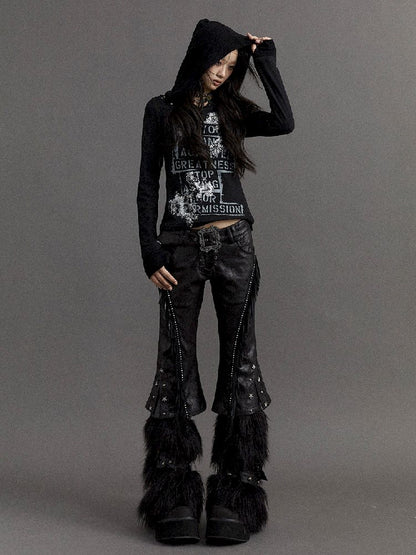 LOW WAISTED FLARED 7/10 Leather Pants [S0000010327]