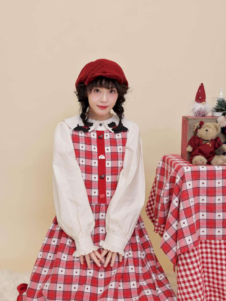 Puppy Bow Embroidery Lace Shirt【s0000015099】