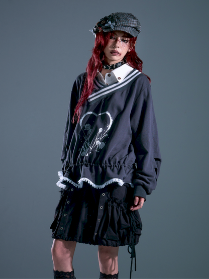 Drawstring Oversized Hoodie Top【s0000013912】