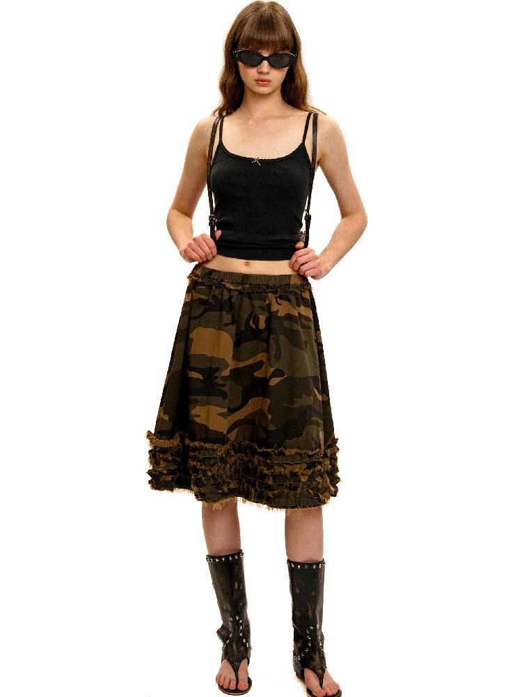 Camo Multi Layer Lace A Line Skirt【s0000017913】