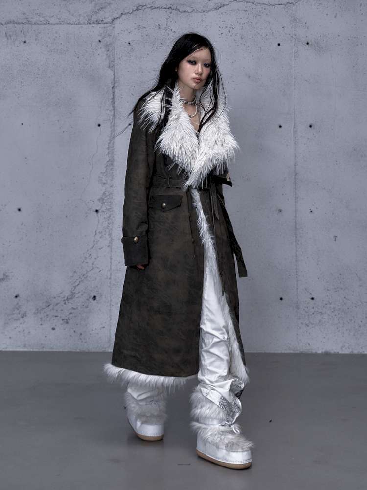 Modern Knight Fur Long Trench Coat【s0000014924】