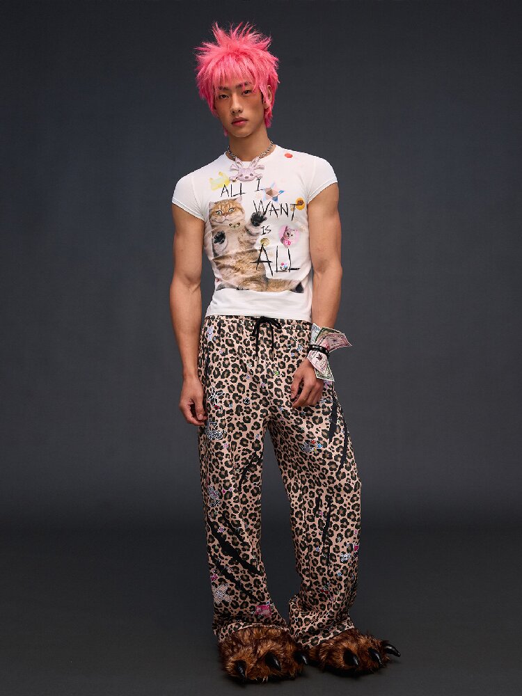 Cat Print Slim Fit T-Shirt【s0000017027】