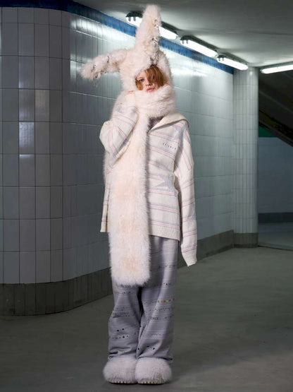 Long Hair Contrast Patch Hat Scarf【s0000014639】