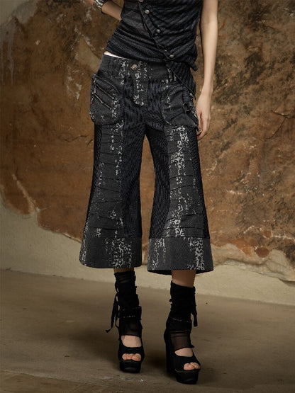 Dark Punk Cropped Bootcut Pants【s0000016887】