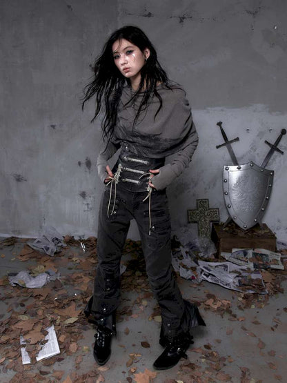 Double-breasted belted waist belt【s0000014464】