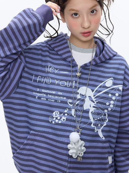 Vintage Striped Hooded Sweatshirt【s0000016380】