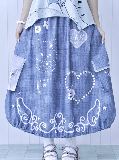 Faux Linen Polka Dot A-Line Skirt【s0000017131】