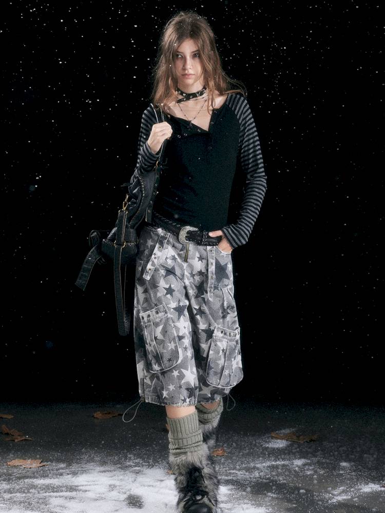 Distressed Pocket Cropped Pants【s0000014428】