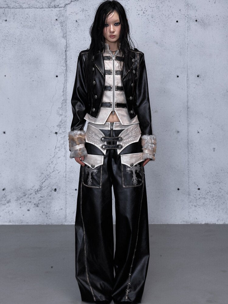 Fake Two Knight Leather Jacket【s0000015543】