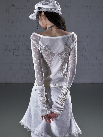 Baroque Wings Embroidered Slim Shirt【s0000015939】