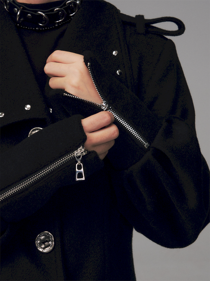 Dark A-Line Temperament Wool Coat【s0000014707】