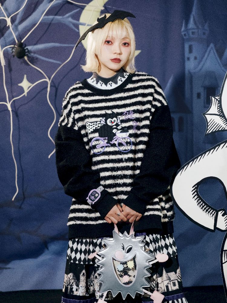 Striped Plush Colorblock Sweatshirt【s0000011560】