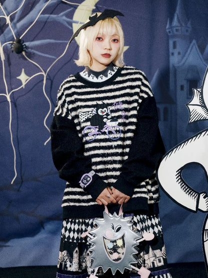 Striped Plush Colorblock Sweatshirt【s0000011560】