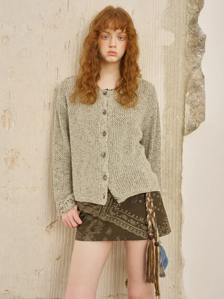 Oversized Vintage-Style Knit Cardigan【s0000014056】
