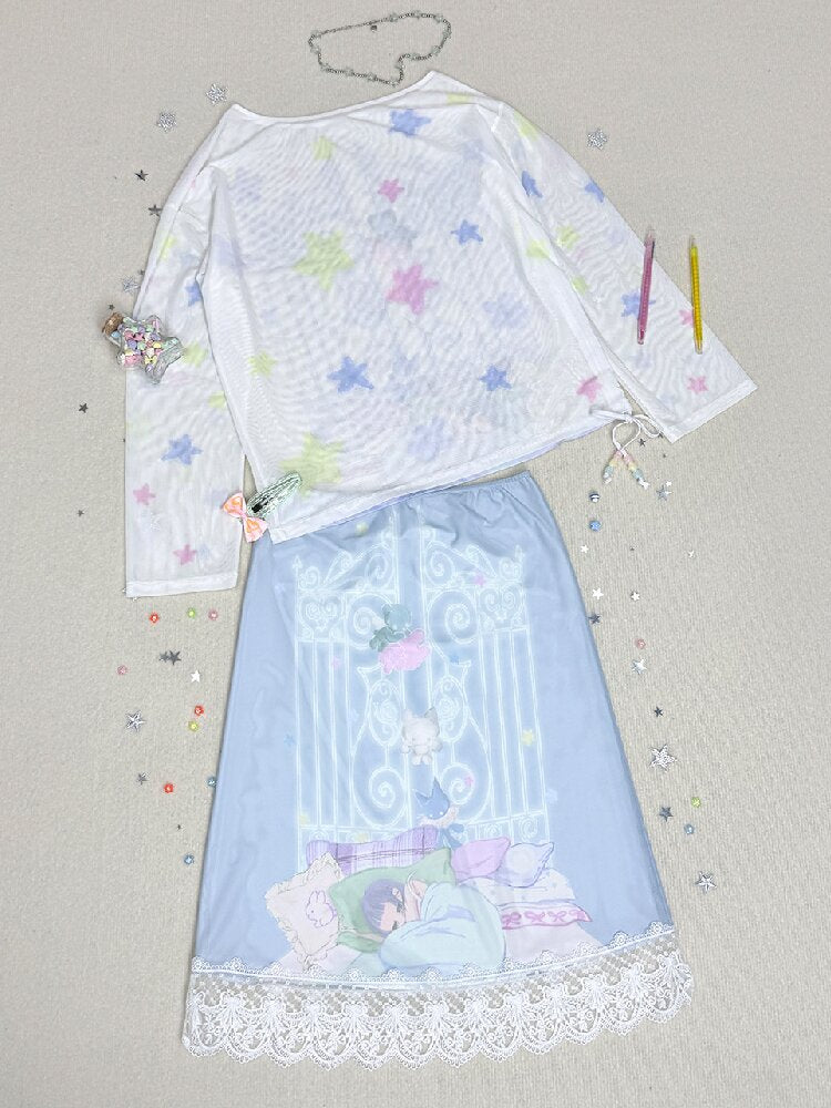 Mesh Long Sleeve Cover-Up T-Shirt【s0000017478】