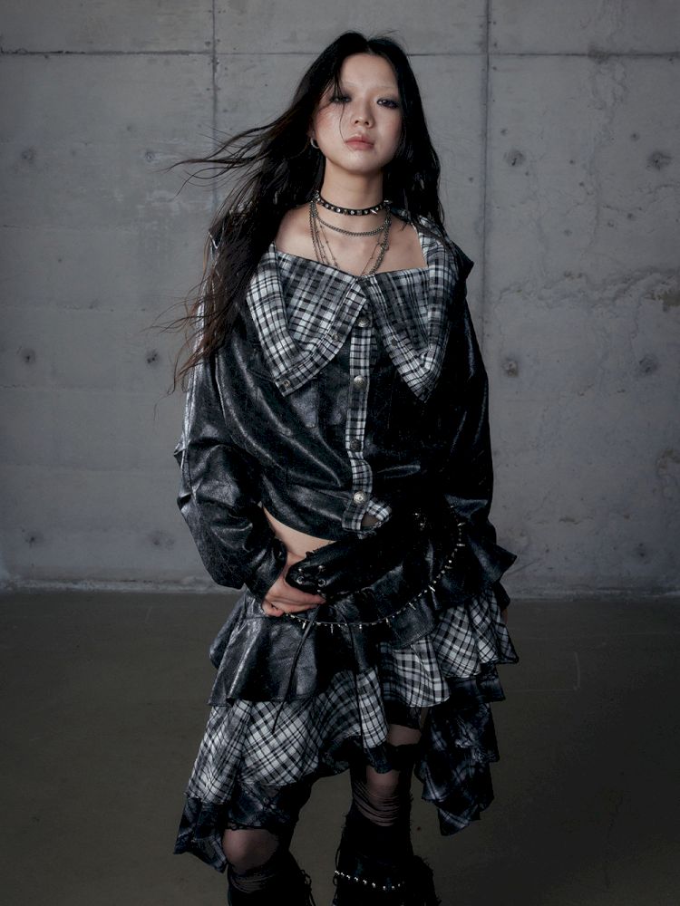 Back leather long sleeve sweater jacket【s0000013477】