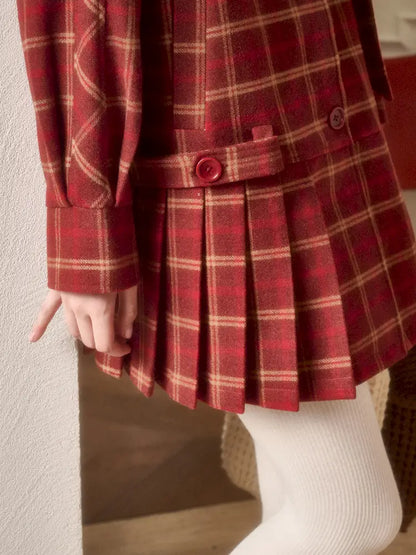 Red Check Coat Dress【s0000014328】