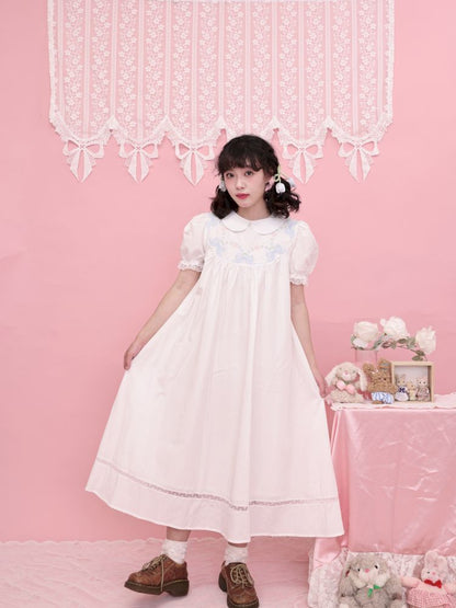 Neck Wreath Bow Embroidered Dress【s0000013491】