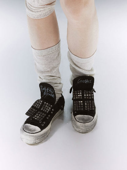 Punk Rivet Graffiti Canvas Shoes【s0000017503】