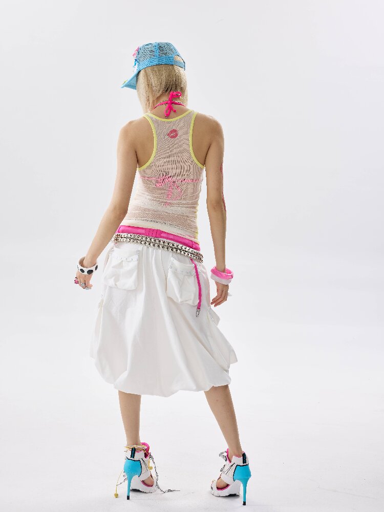 Knit Mesh Printed Camisole Vest【s0000017642】