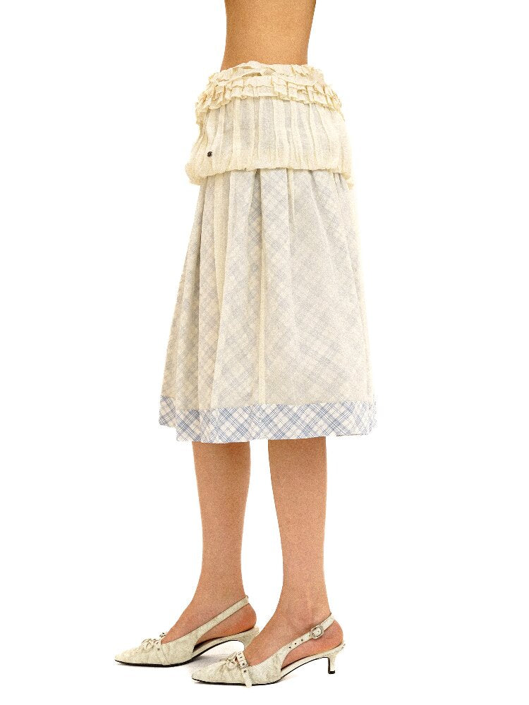 Thin Plaid Bow Spliced Skirt【s0000016087】