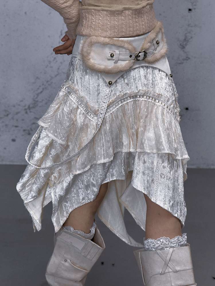 Vintage Lace Irregular Velvet Skirt【s0000014930】