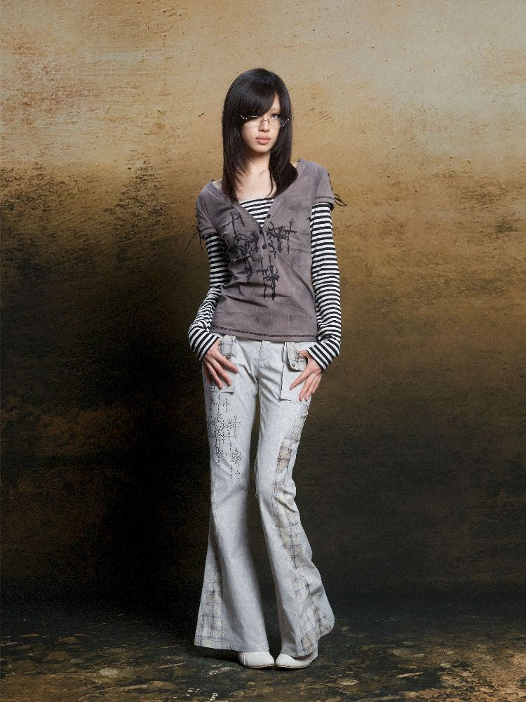 Double Waistband Drilling Decoration Pants【s0000011810】