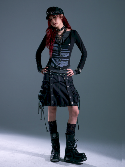 3D Pocket Frayed Hem Puffy Skirt【s0000013918】