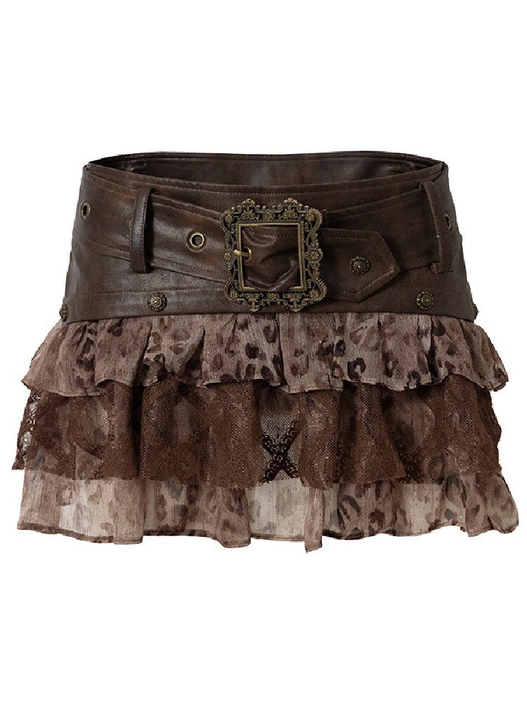 Brushed Sequin Leopard Cake Skirt【s0000017981】