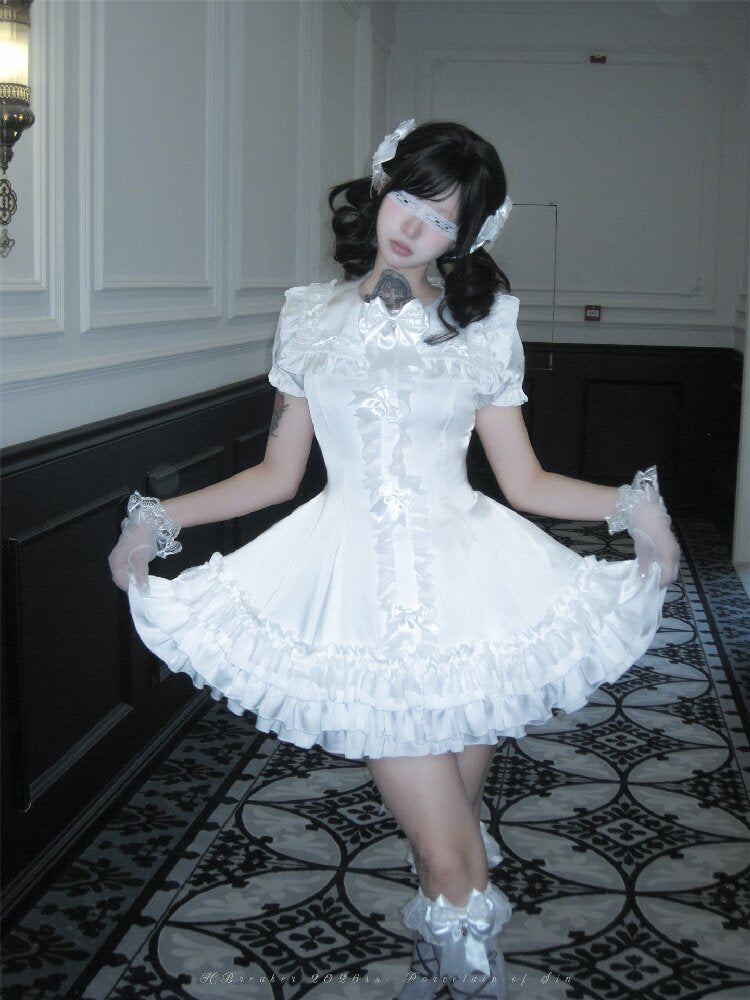 Satin Short Long Sleeve Skirt【s0000016389】