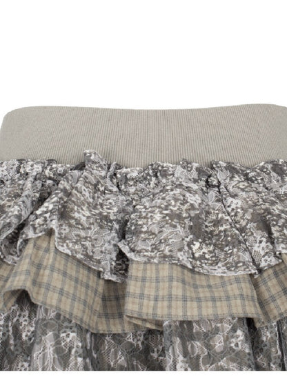Graffiti Lace Checkered Skirt【s0000018065】