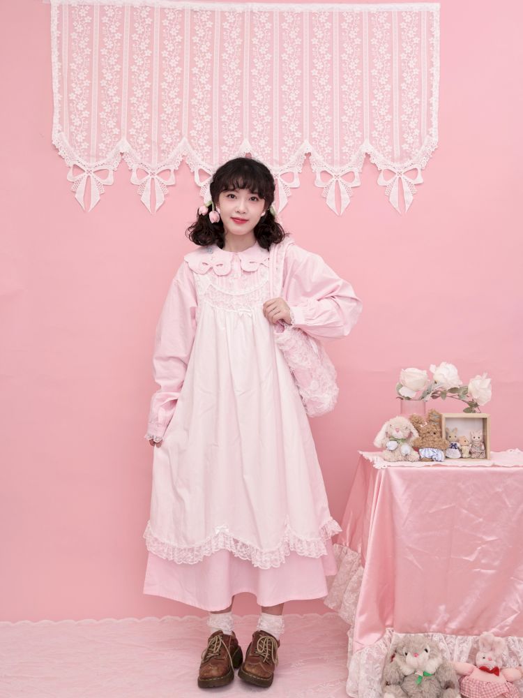 Round Neck Embroidered Pink Lace Dress【s0000013494】