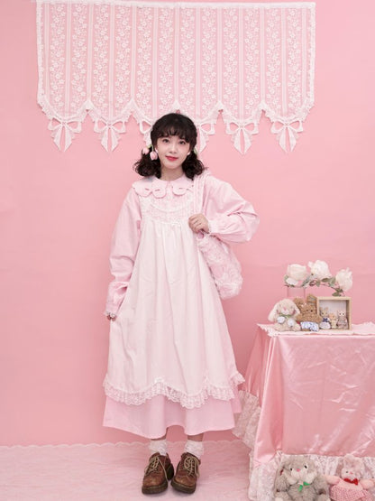 Round Neck Embroidered Pink Lace Dress【s0000013494】