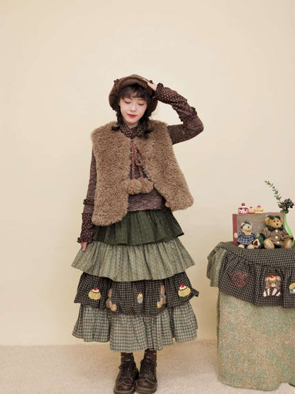 Vintage Girl Bear Dessert Cake Skirt【s0000014843】