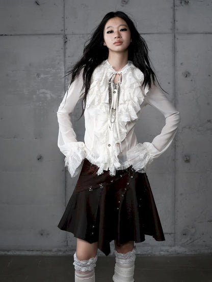 Court-Style Lace Chiffon Shirt【s0000013948】
