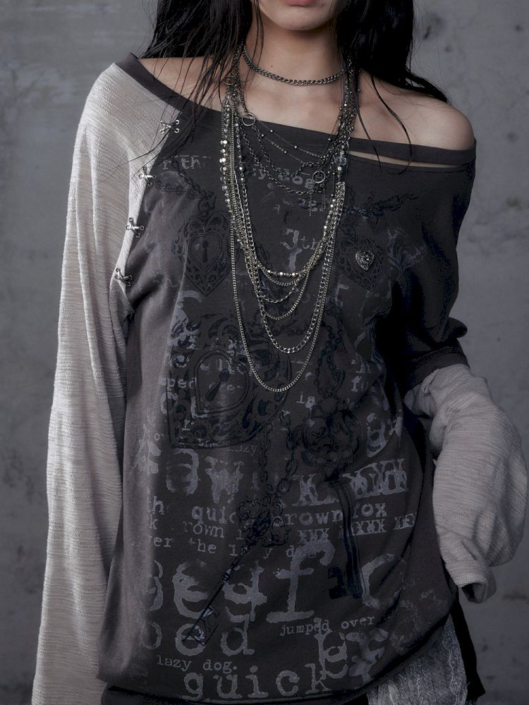 One-shoulder long-sleeved T-shirt【s0000013468】