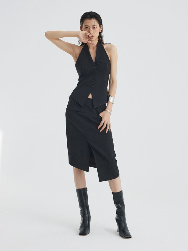 Asymmetric Slit Hem Suit【s0000007346】
