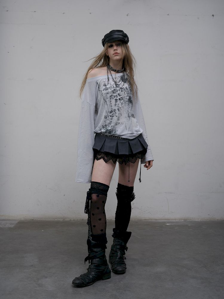 One-shoulder long-sleeved T-shirt【s0000012613】